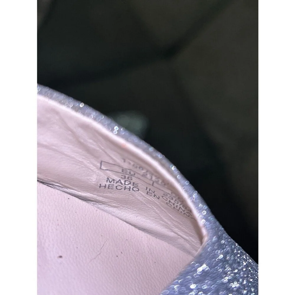 Zara Silver Glitter Pointed Toe Flats Size 5 5